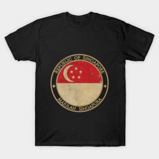 Vintage Republic of Singapore Asia Asian Flag T-Shirt